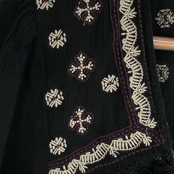 AEO American Eagle Outfitters Mini Dress Women’s L Black Embroidered Bohemian - Picture 14 of 16